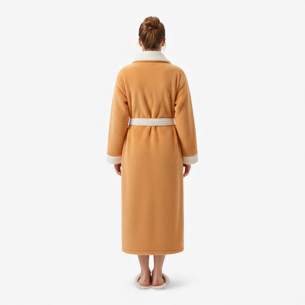 Peignoir Femme – Long Orange en Polaire