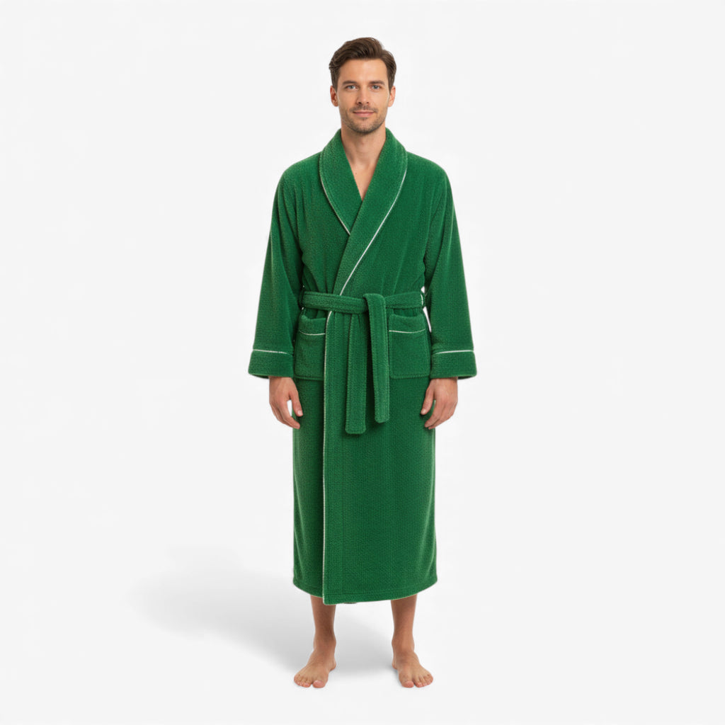 Peignoir Homme - Long Vert Épais