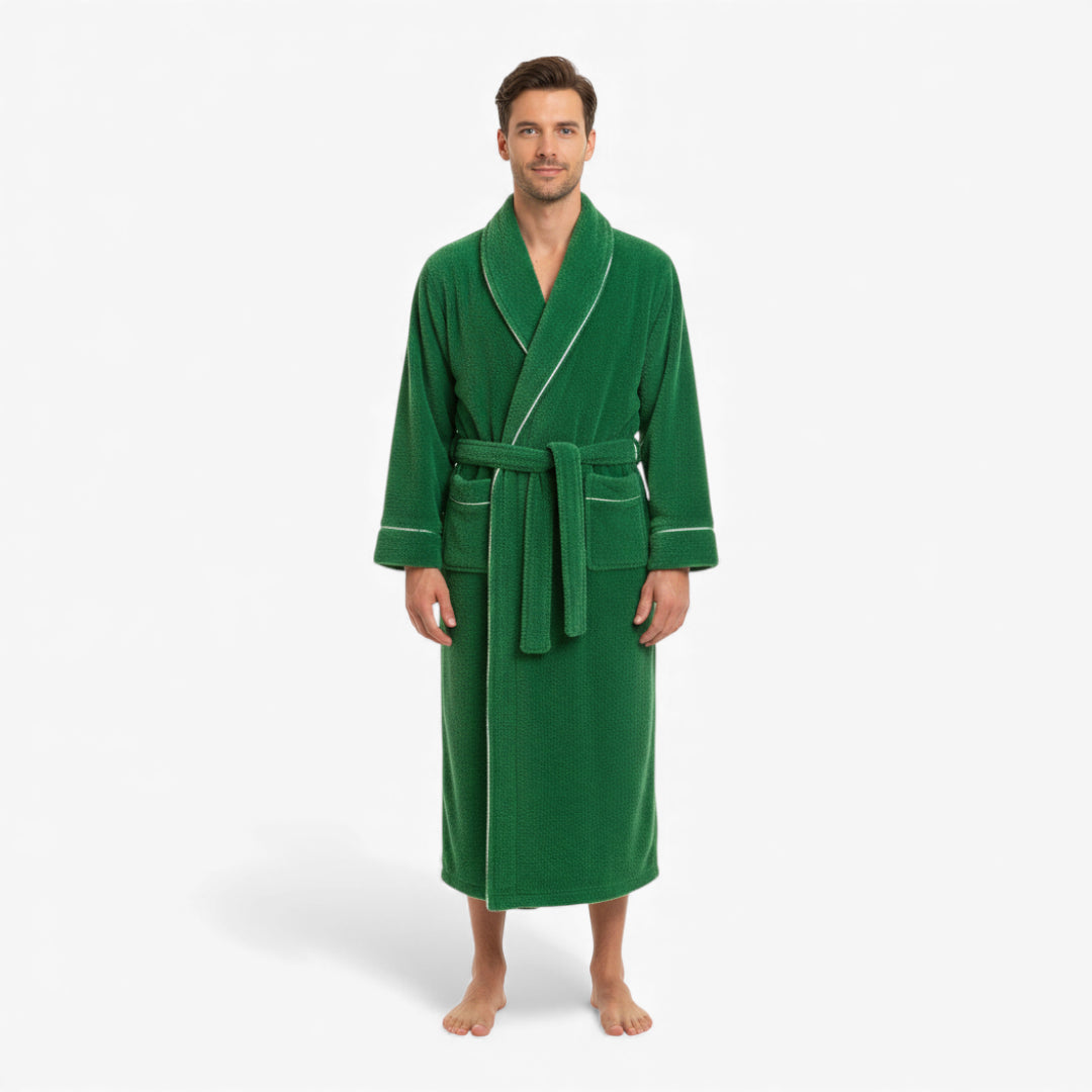 Peignoir Homme - Long Vert Épais
