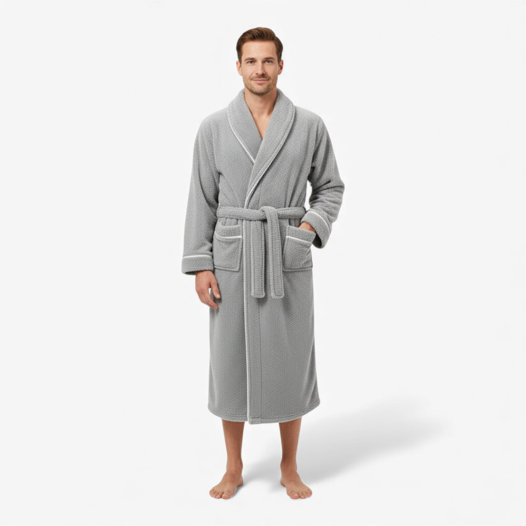 Peignoir Homme - Long Gris Épais