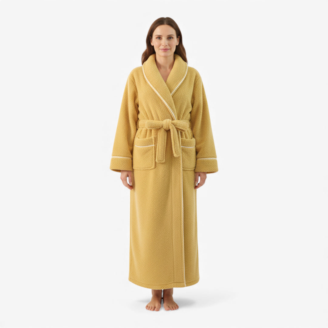 Peignoir Femme - Long Jaune Épais