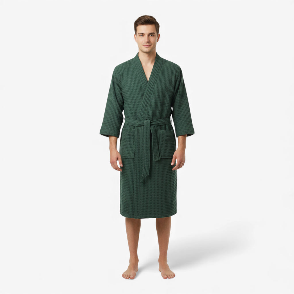 Peignoir En Coton – Nid d’Abeille Vert