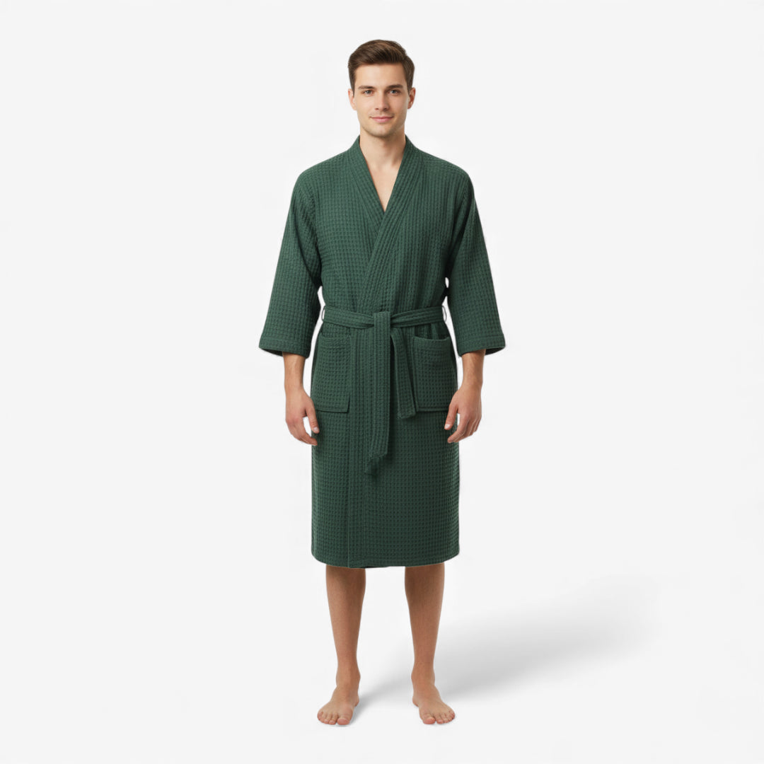 Peignoir En Coton – Nid d’Abeille Vert