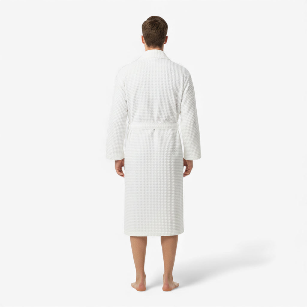 Peignoir En Coton – Nid d’Abeille Blanc