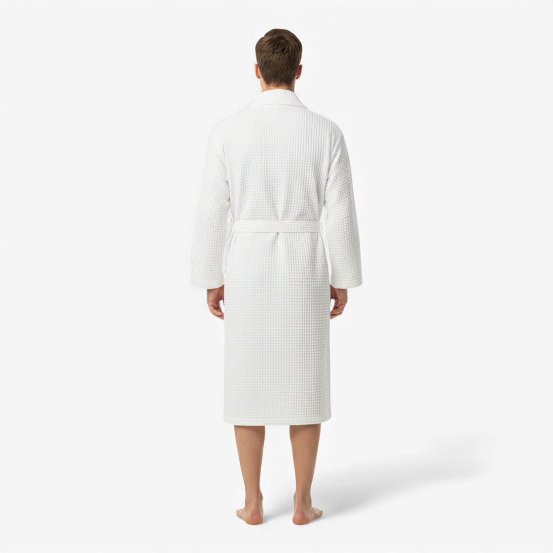 Peignoir En Coton – Nid d’Abeille Blanc