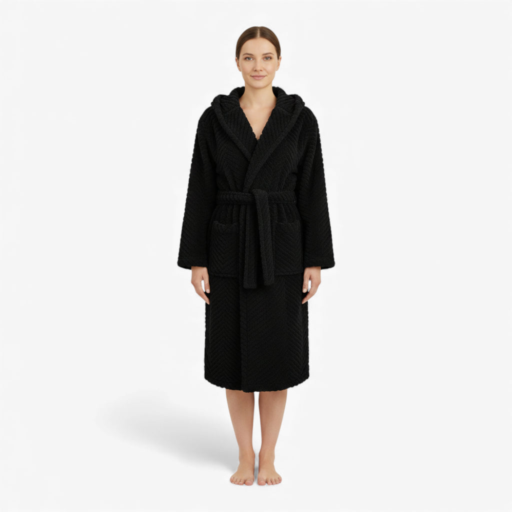 Peignoir Femme – Hiver Épais Noir