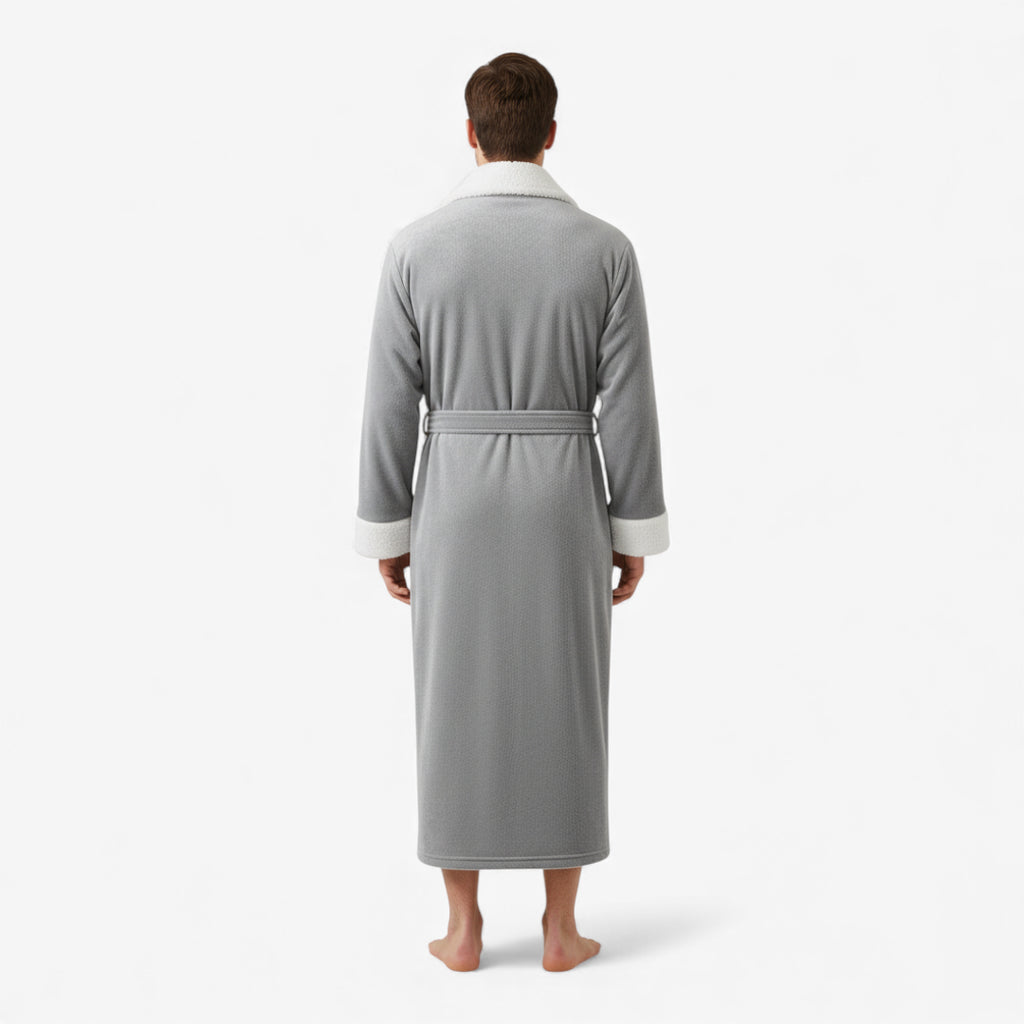 Peignoir Homme – Hiver Gris Long en Flanelle