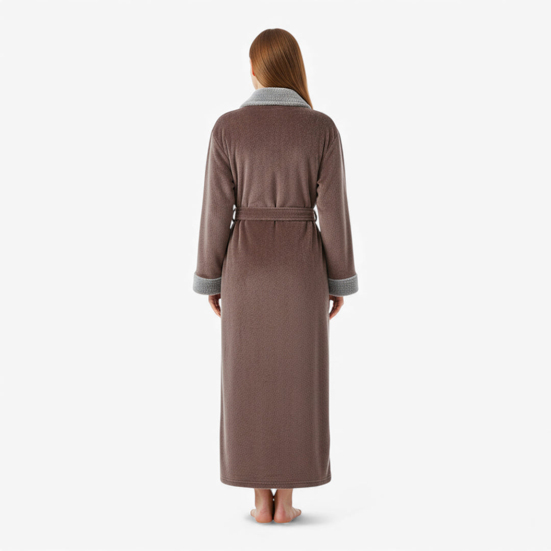 Peignoir Femme – Hiver Marron Long en Flanelle
