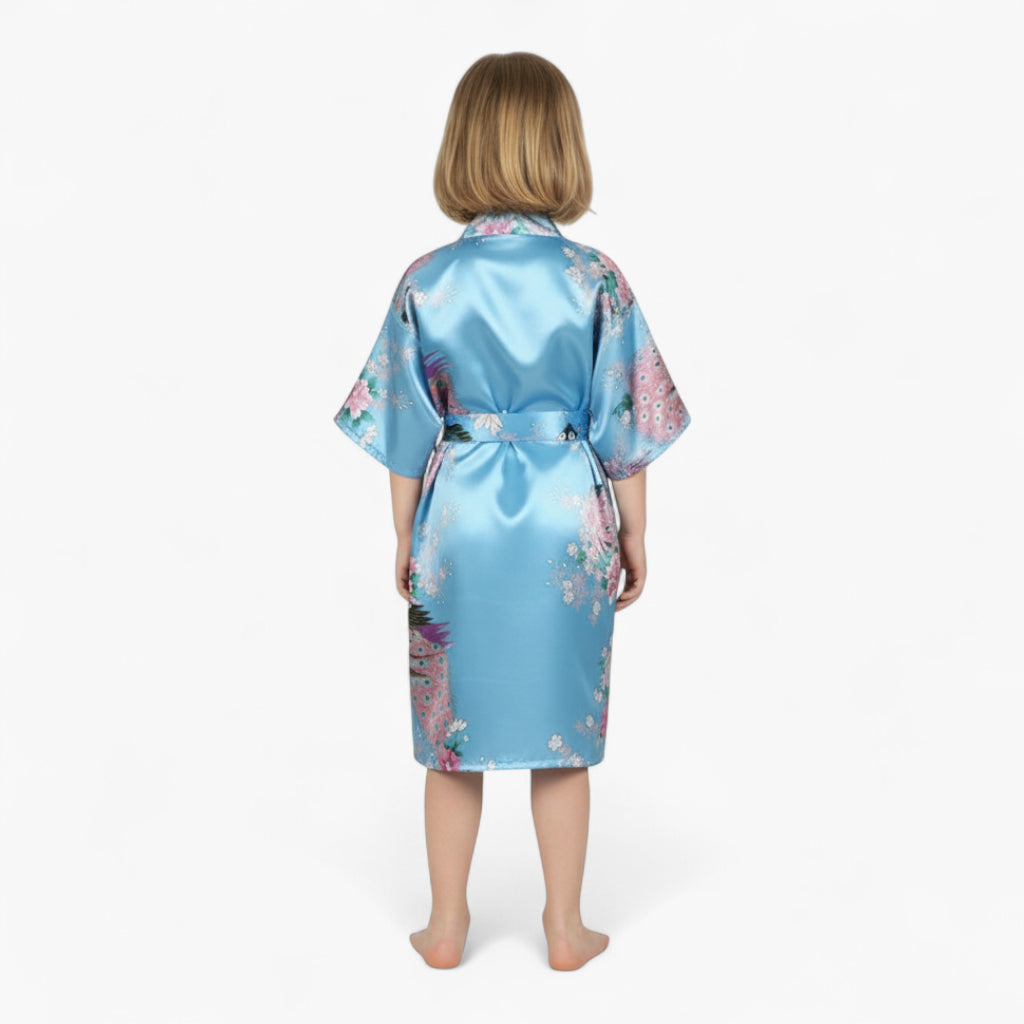 Peignoir Satin Fille à Fleurs