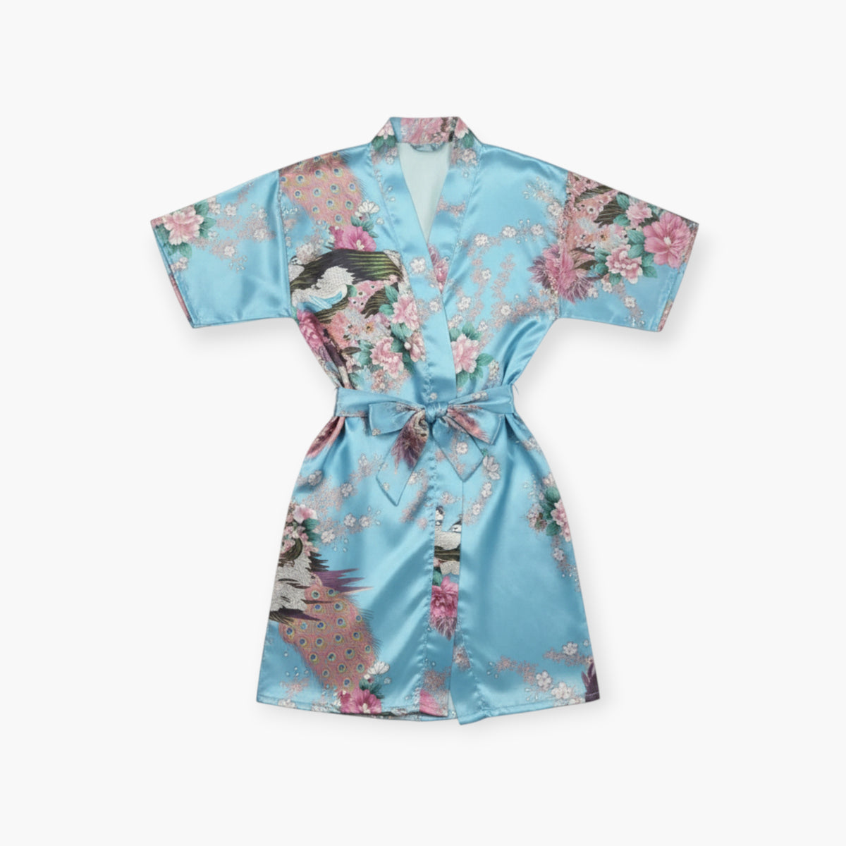 Peignoir Satin Fille à Fleurs