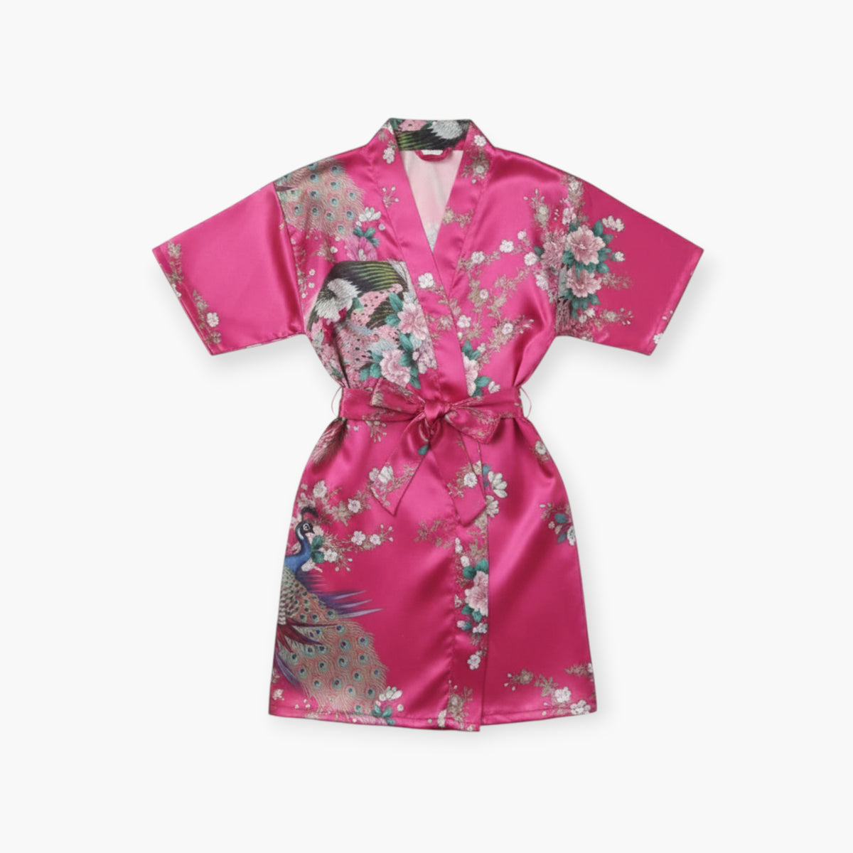 Peignoir Satin Fille à Fleurs