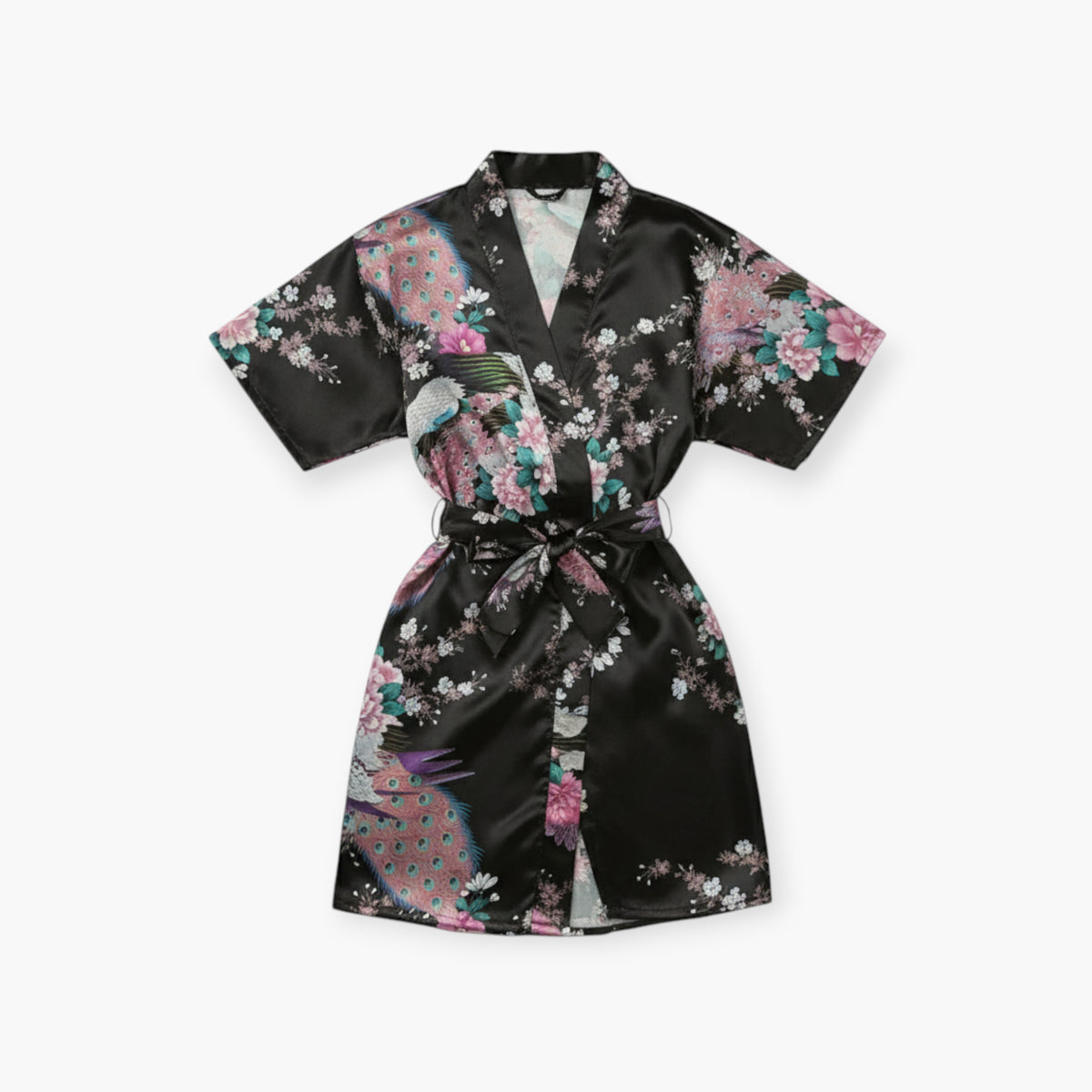 Peignoir Satin Fille à Fleurs