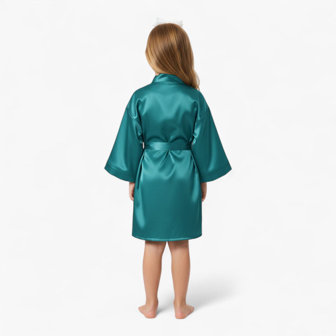 Peignoir Satin Fille Bleu Classique