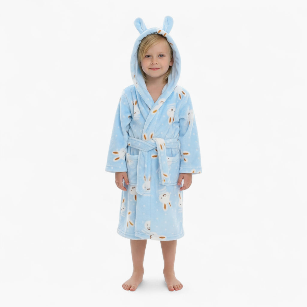 Peignoir Polaire Enfant Lapin Bleu