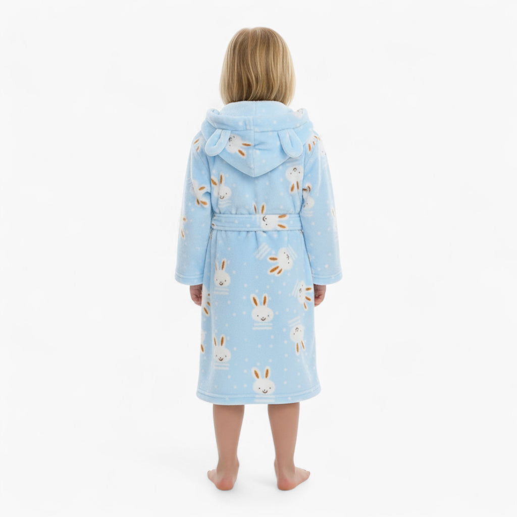 Peignoir Polaire Enfant Lapin Bleu
