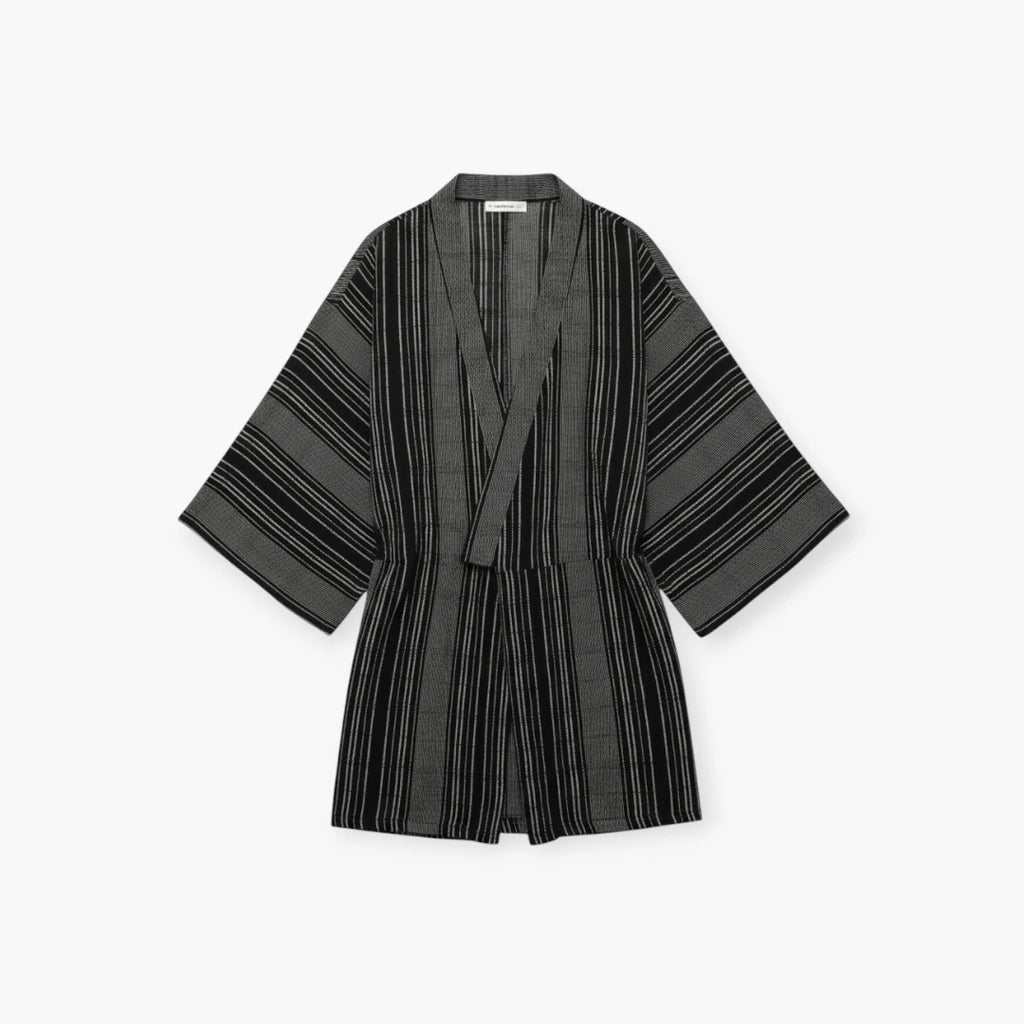 Kimono noir rayé