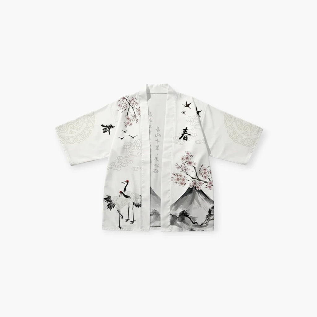 Kimono blanc a fleur