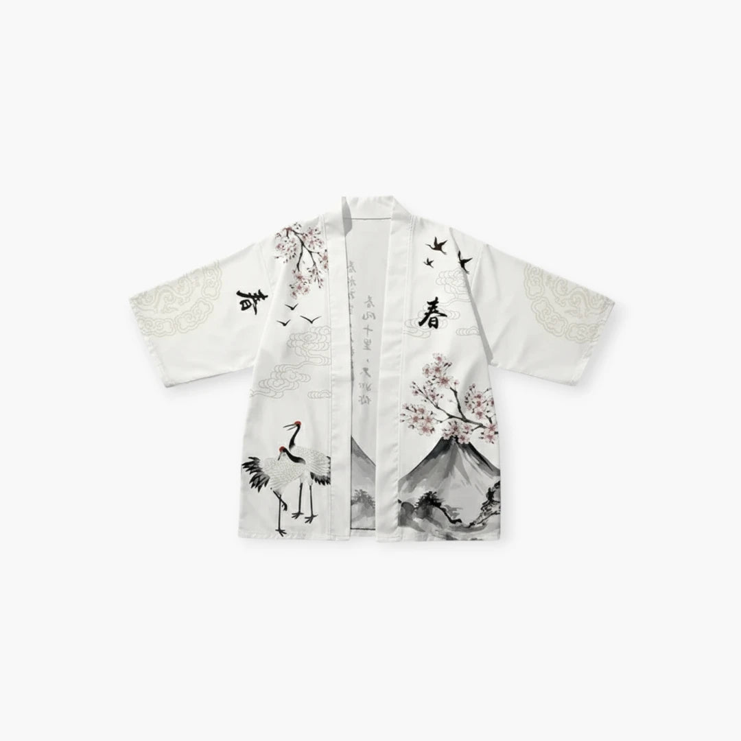 Kimono blanc a fleur