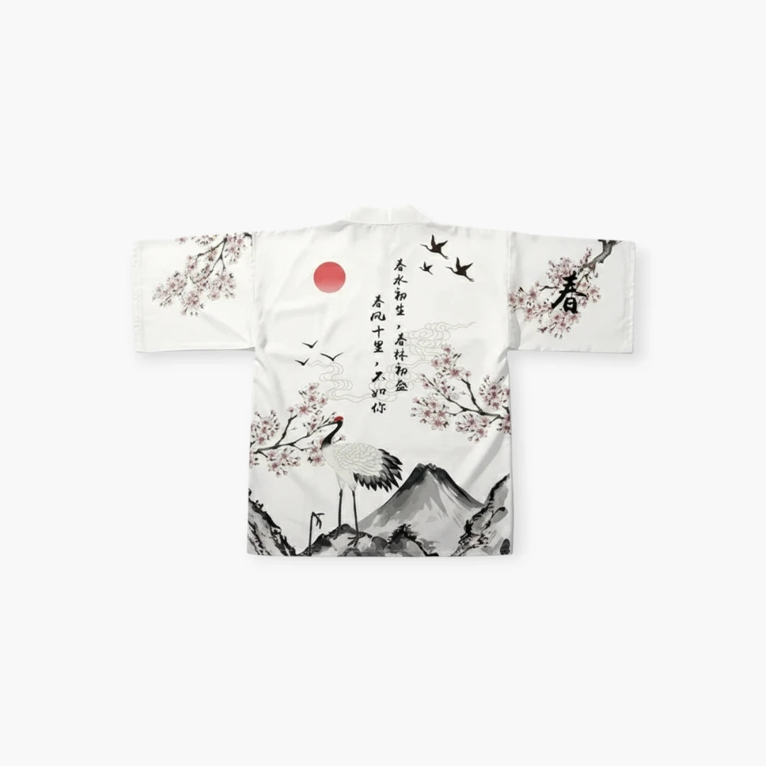 Kimono blanc a fleur