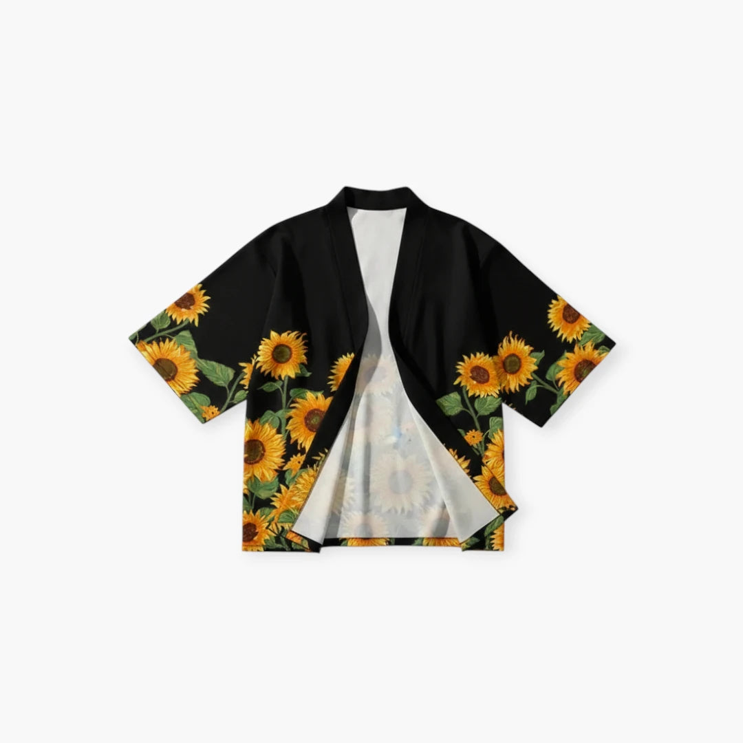 Kimono fleuri jaune