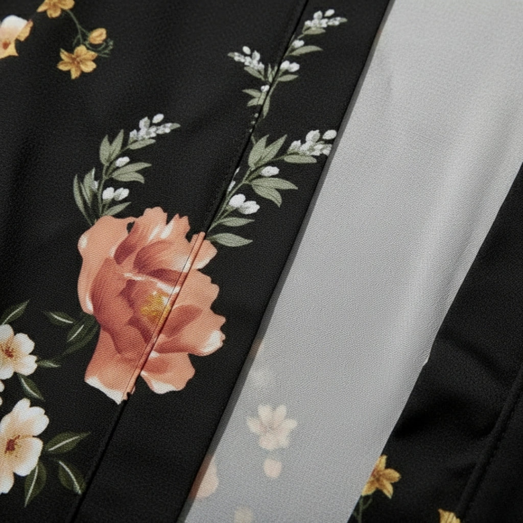 Kimono noir a fleur