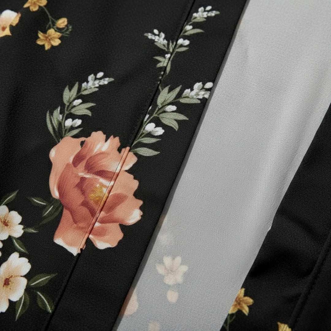 Kimono noir a fleur