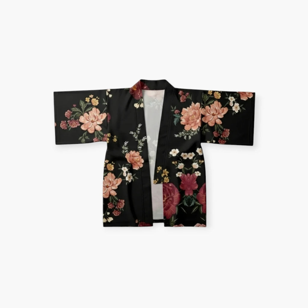 Kimono noir a fleur