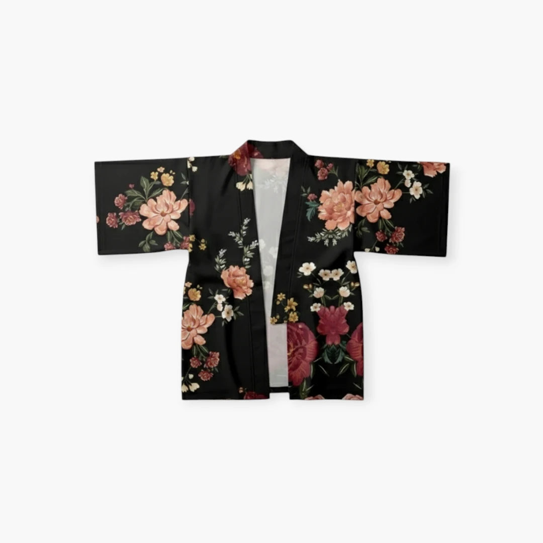 Kimono noir a fleur