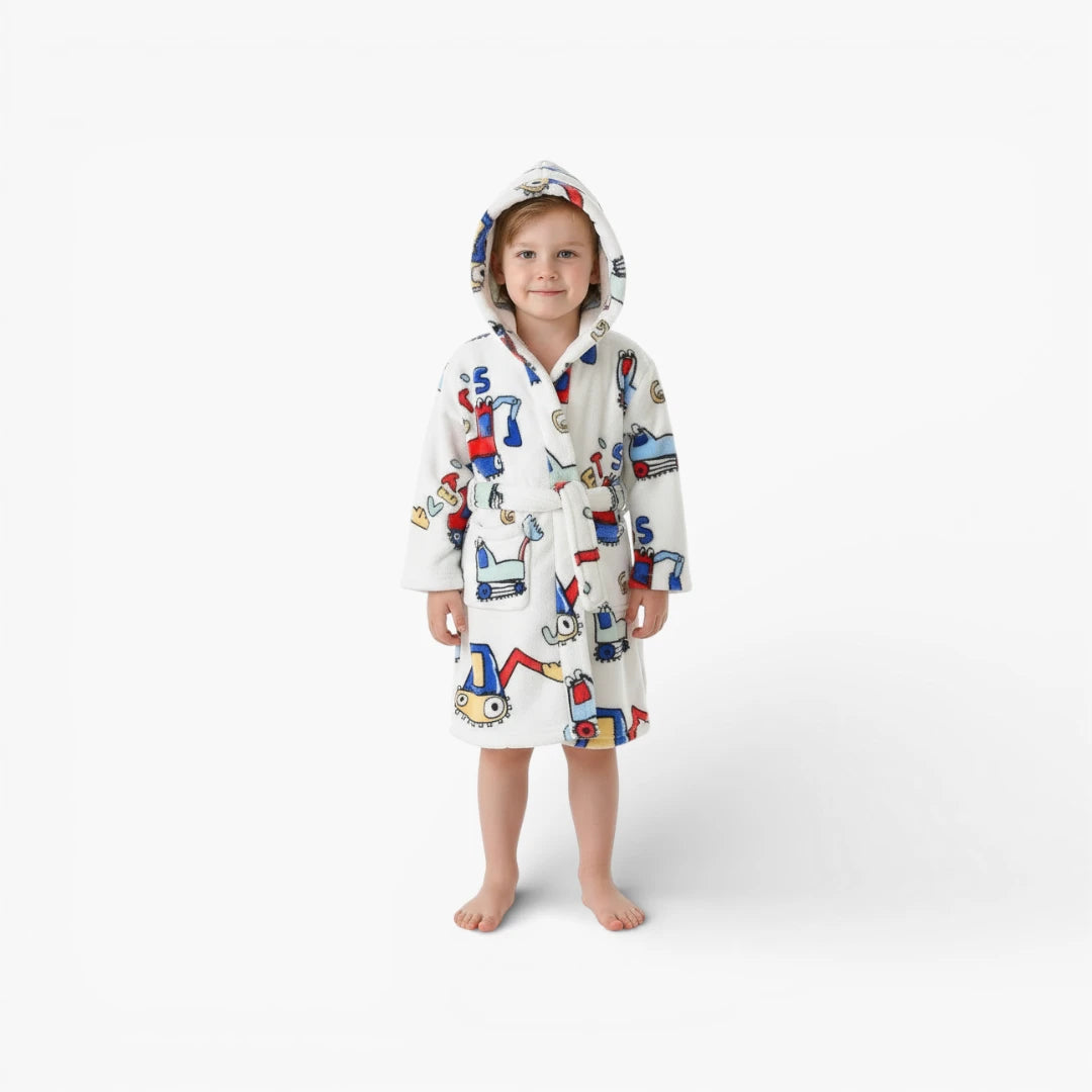 Peignoir Enfants avec Motifs Tracteurs