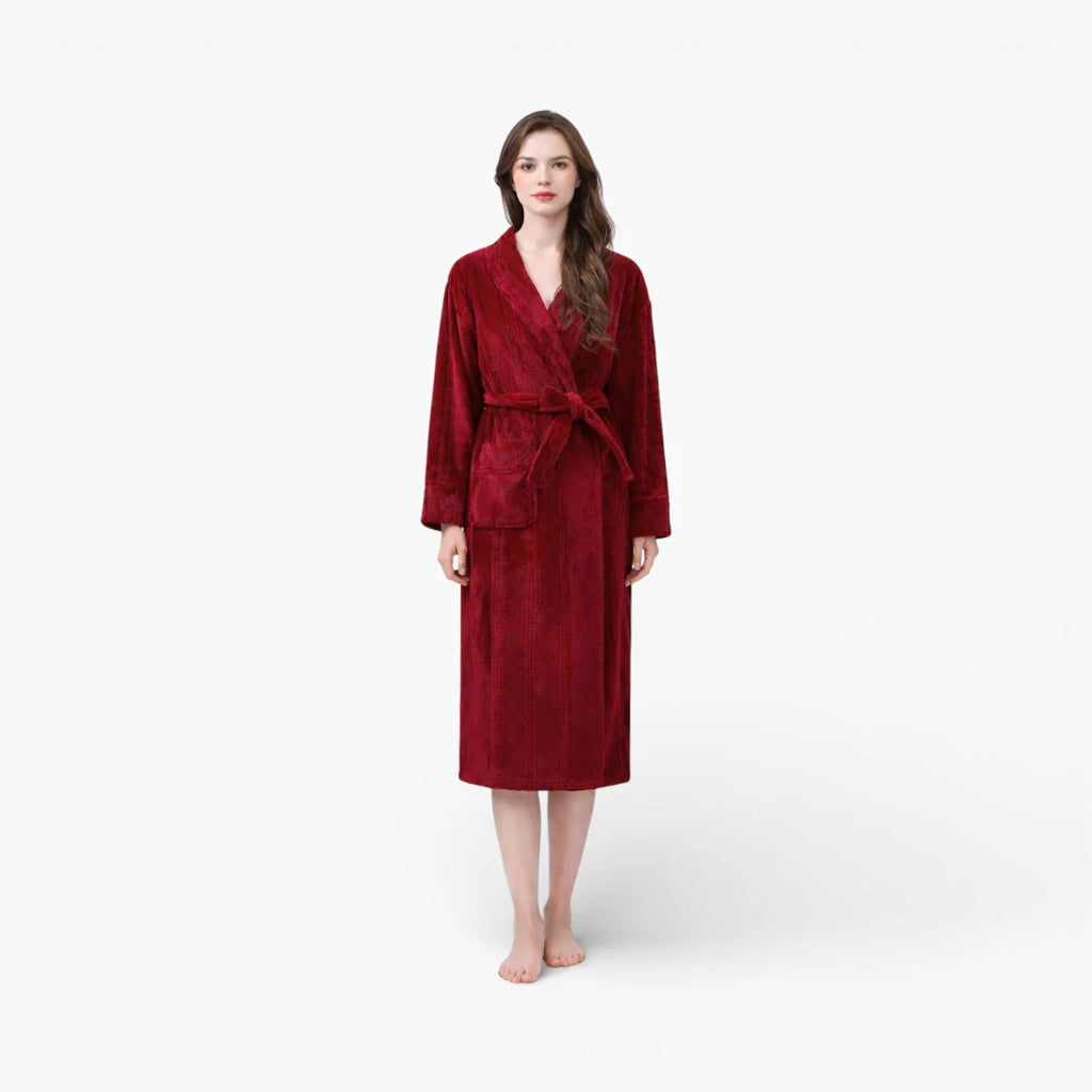 Peignoir Polaire en Flanelle Rouge pour Femme