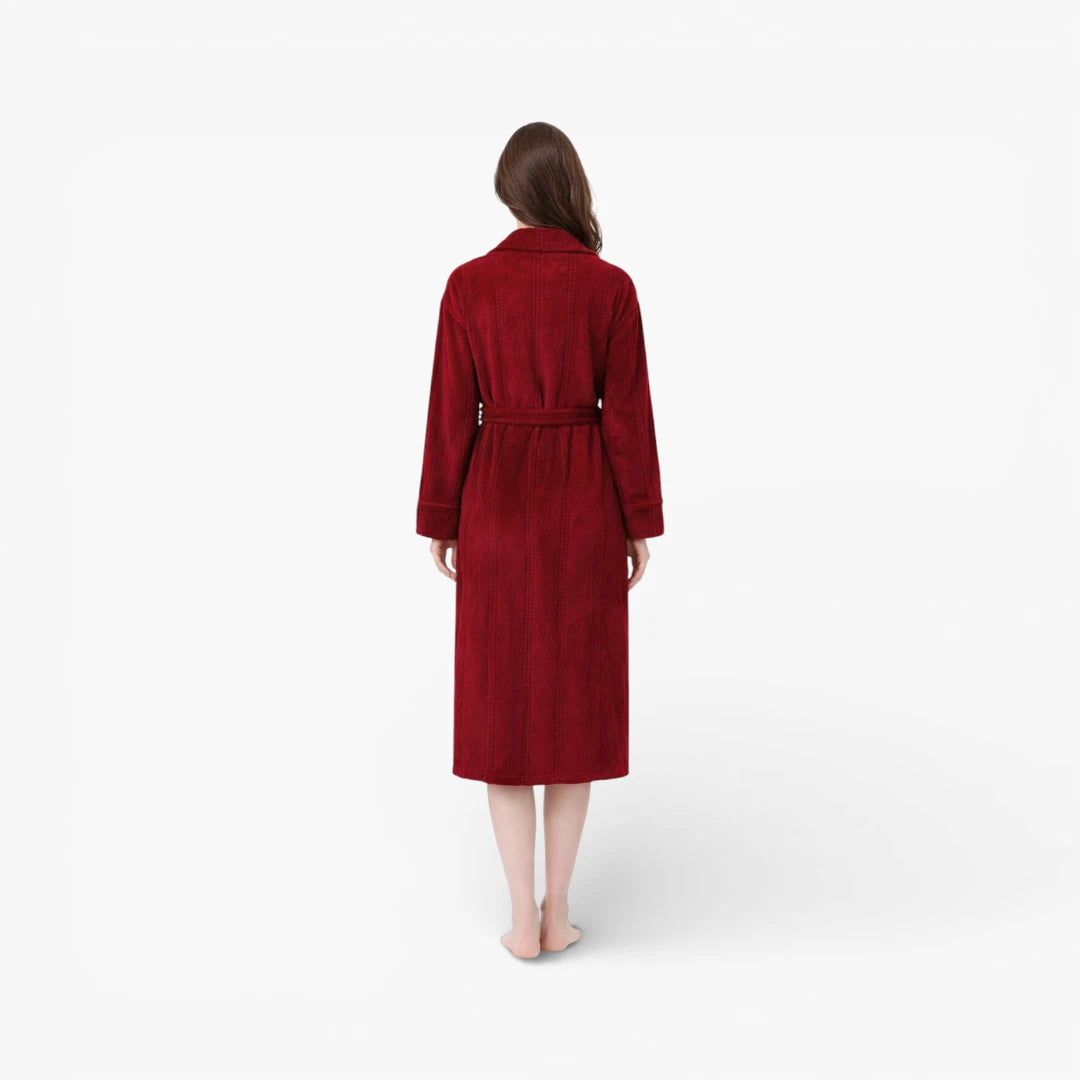 Peignoir Polaire en Flanelle Rouge pour Femme