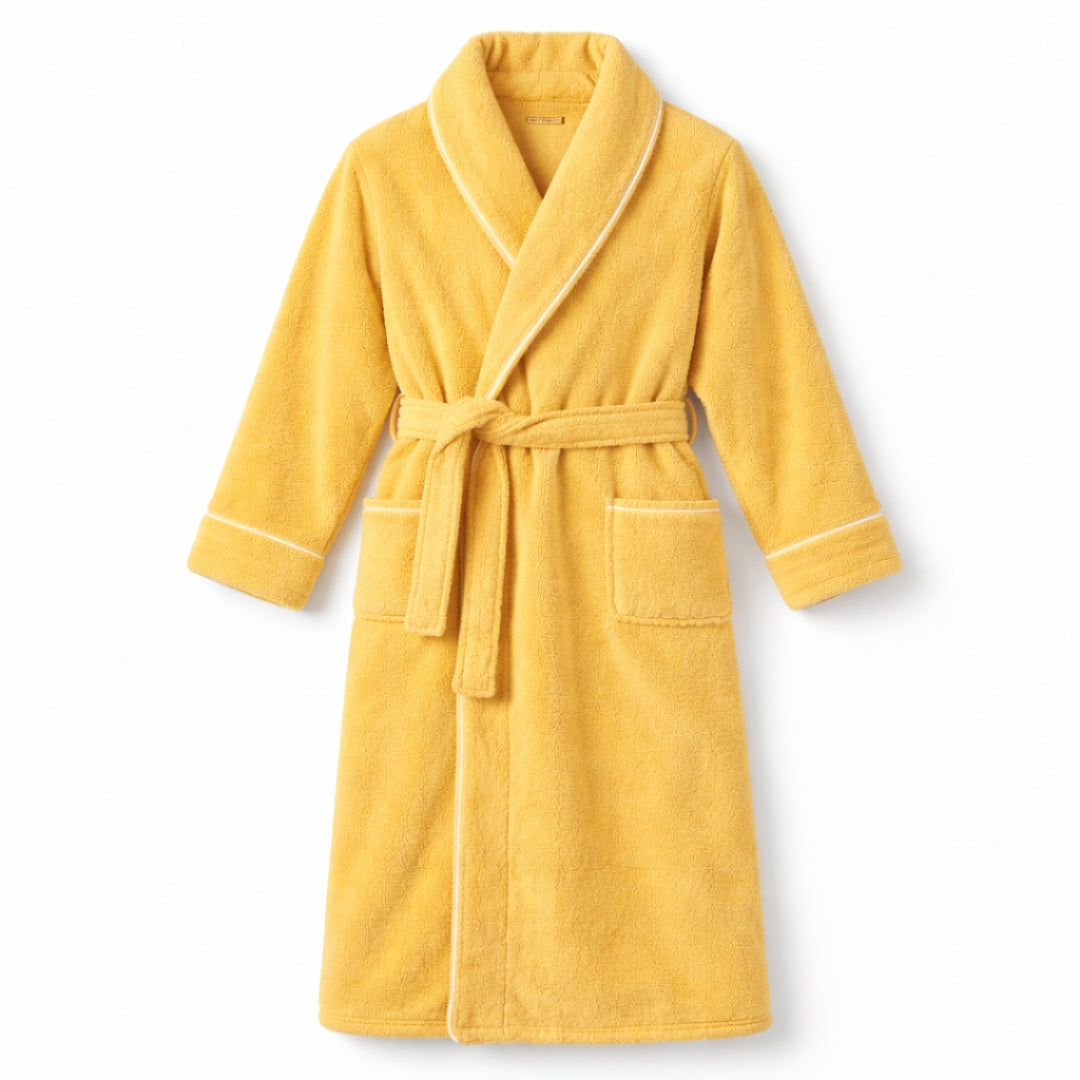 Peignoir Homme - Long Jaune Épais