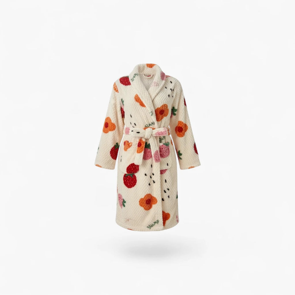 Peignoir Robe de Chambre Polaire Femme Fraise