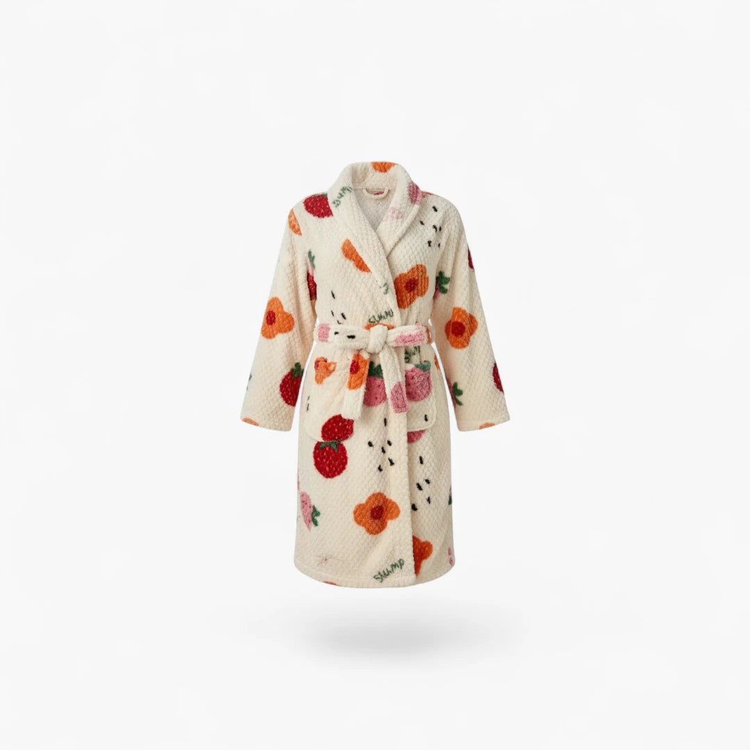 Peignoir Robe de Chambre Polaire Femme Fraise