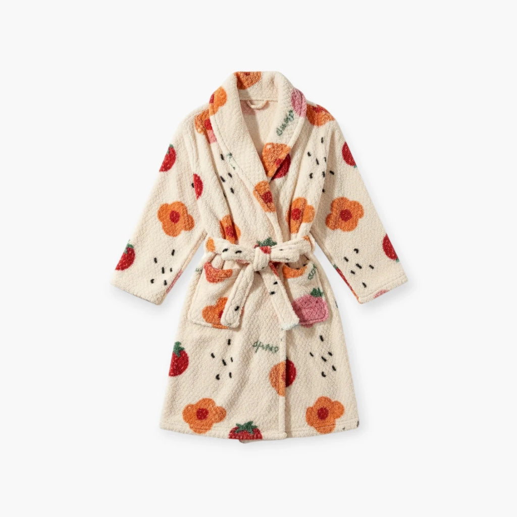 Peignoir Robe de Chambre Polaire Femme Fraise