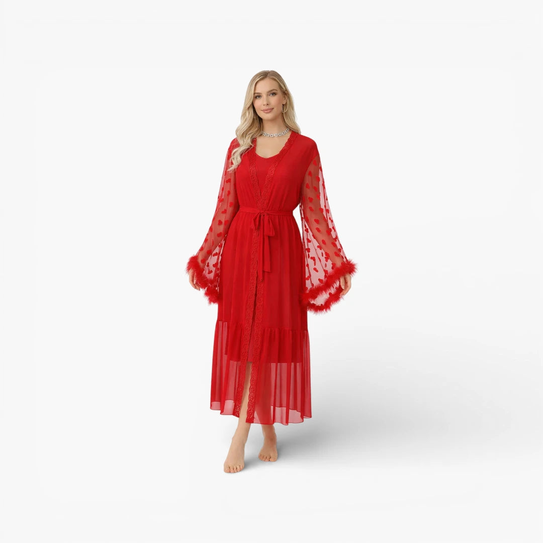 Peignoir Sexy Long en Satin Femme