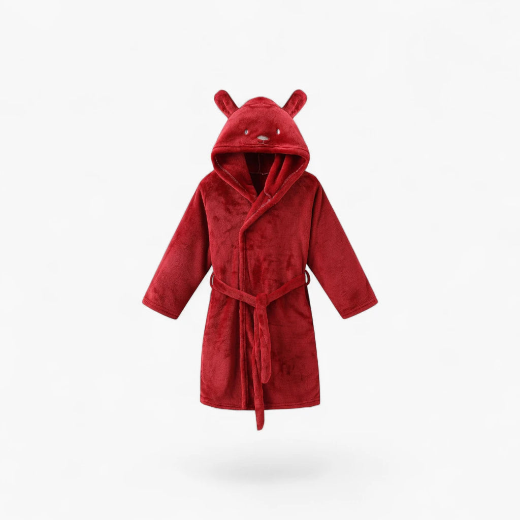 Peignoir a capuche rouge enfant