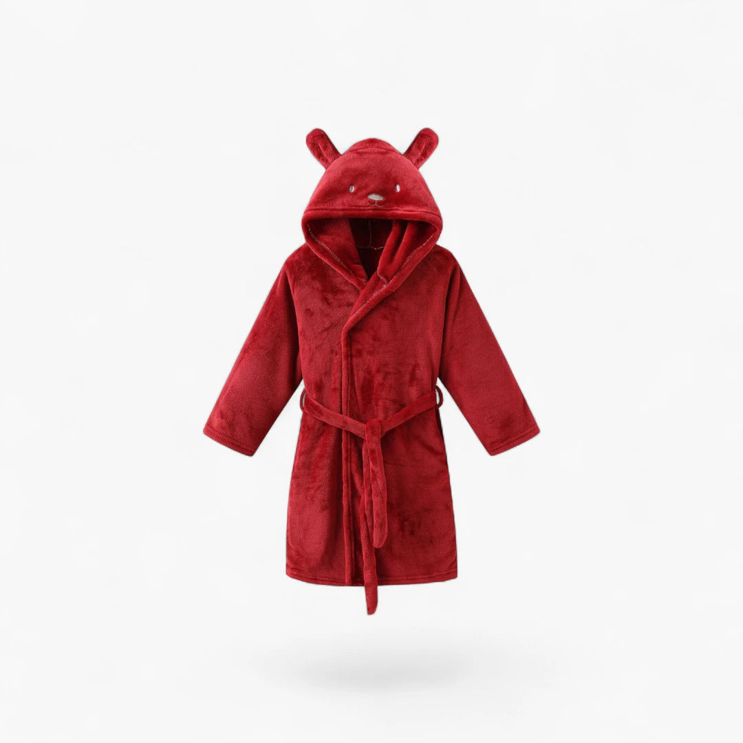 Peignoir a capuche rouge enfant