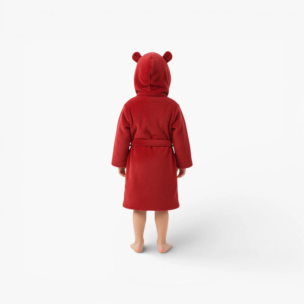 Peignoir a capuche rouge enfant