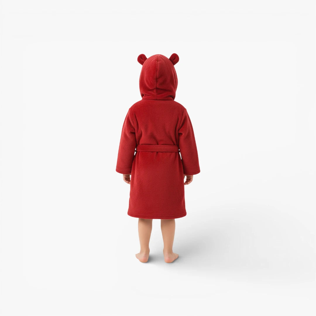 Peignoir a capuche rouge enfant