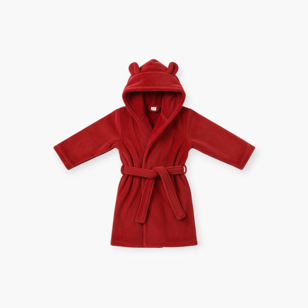 Peignoir a capuche rouge enfant