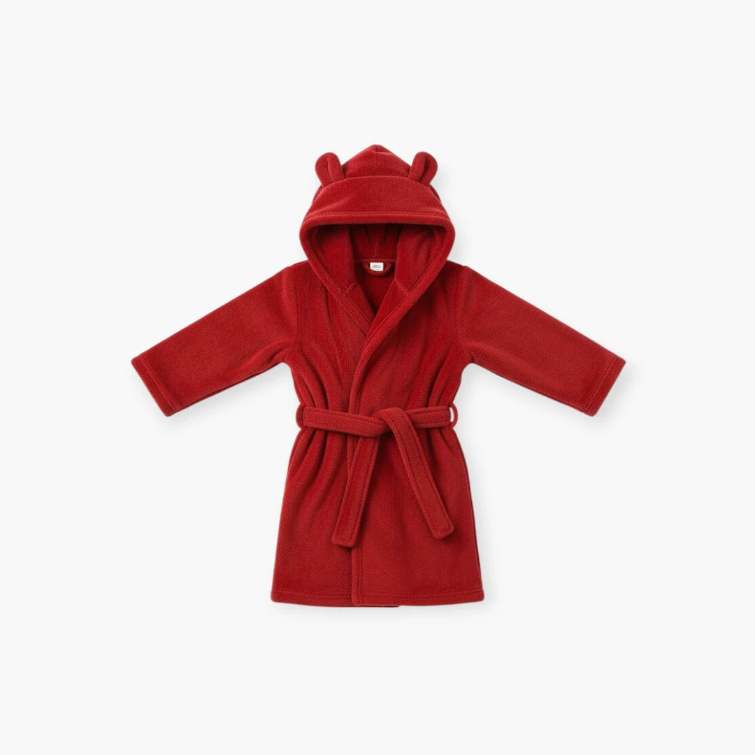 Peignoir a capuche rouge enfant
