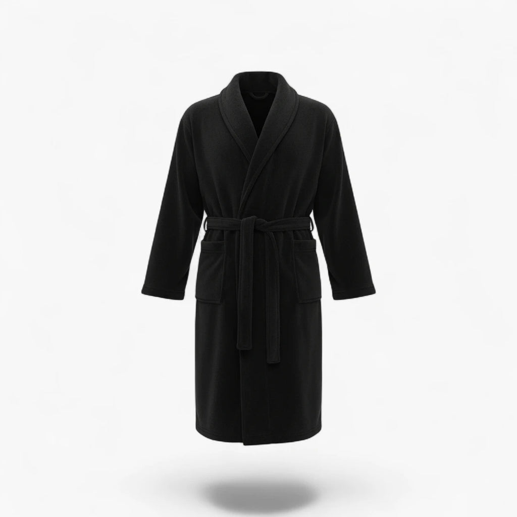 Robe de Chambre Homme Noir Luxe — Peignoir Satin Élégant