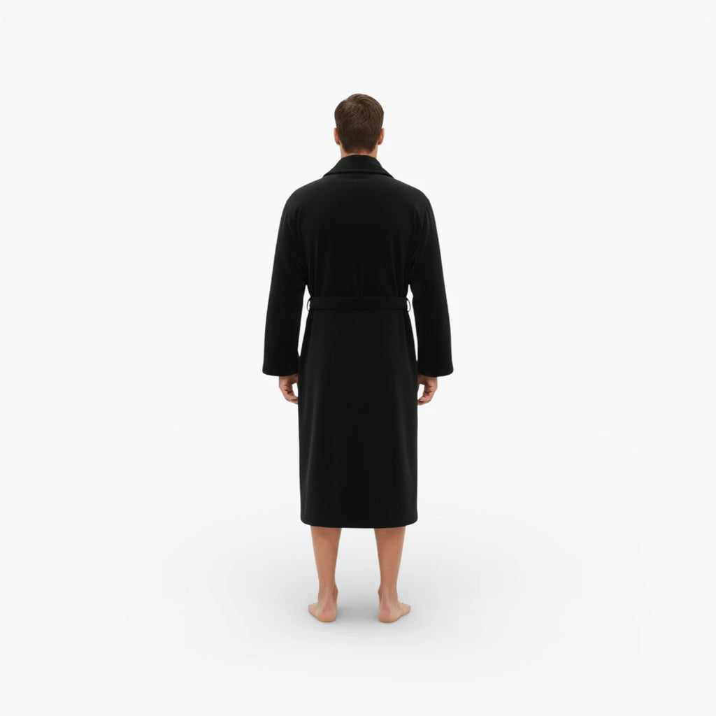 Robe de Chambre Homme Noir Luxe — Peignoir Satin Élégant