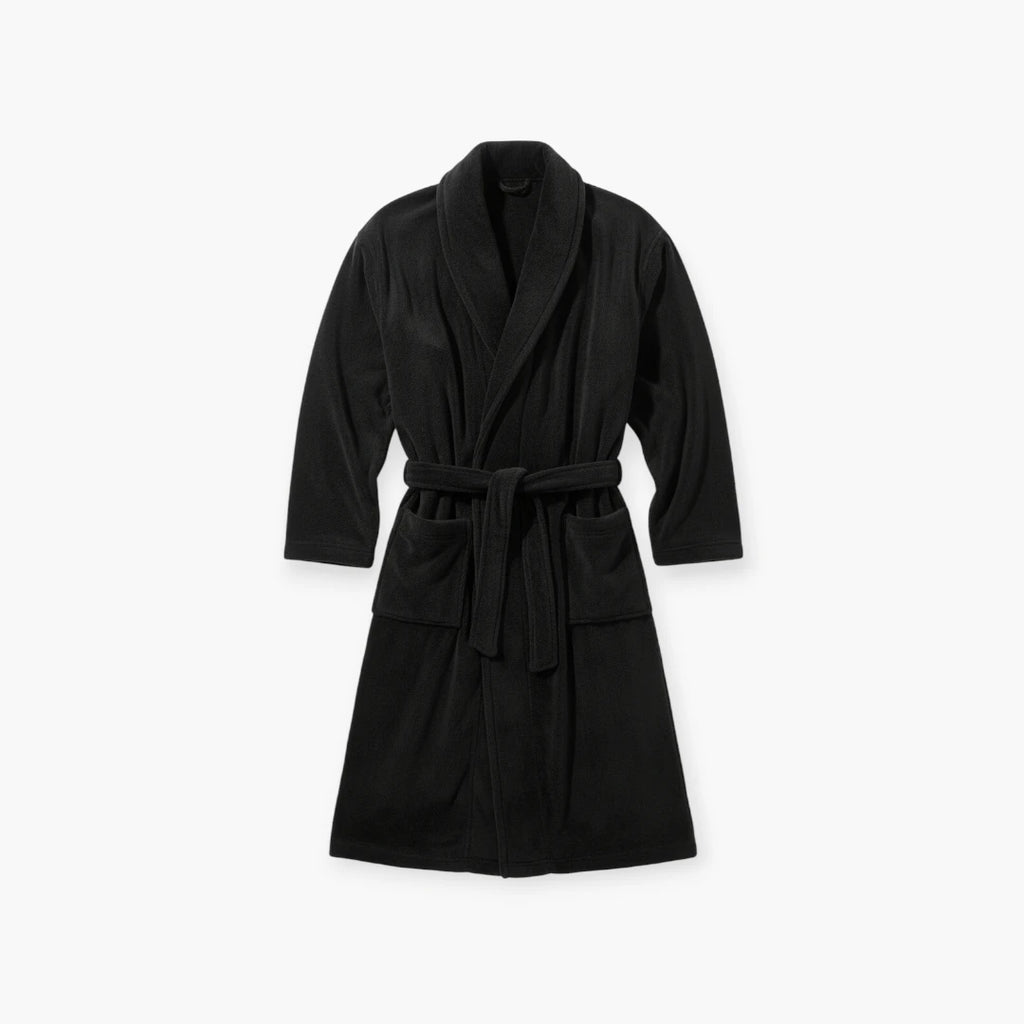 Robe de Chambre Homme Noir Luxe — Peignoir Satin Élégant