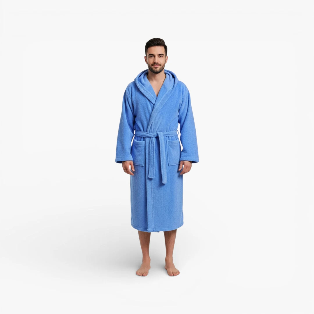 Peignoir de bain pour homme 100 % coton avec capuche