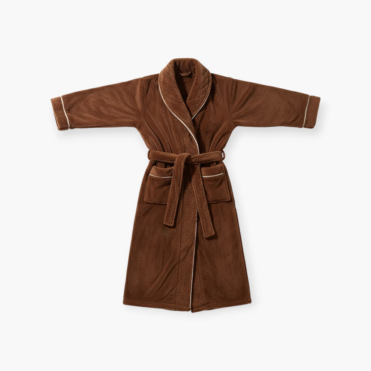 Peignoir Femme Long – Flanelle Marron Épais