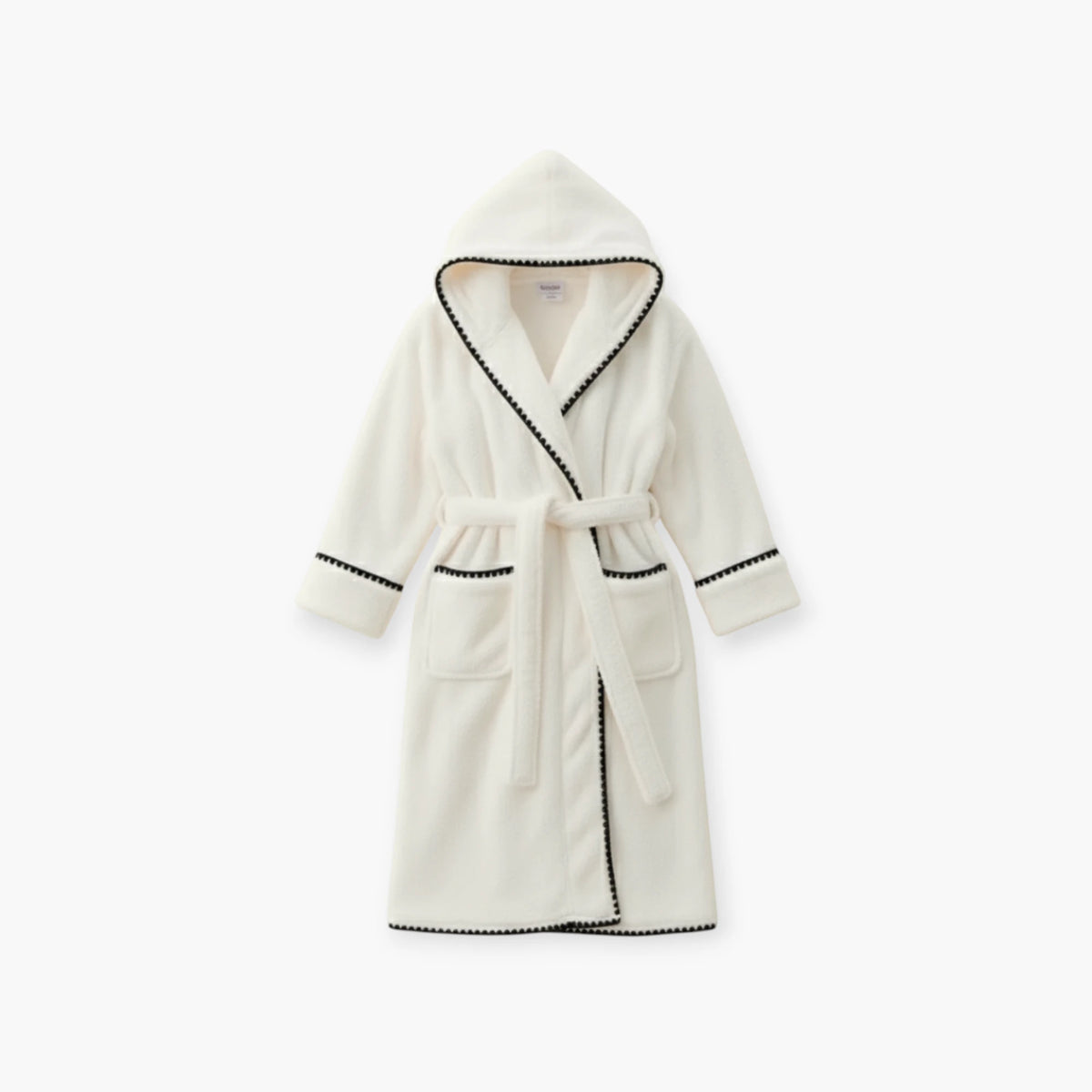 Peignoir Femme Hiver – Long en Polaire Blanche Bordée de Noir