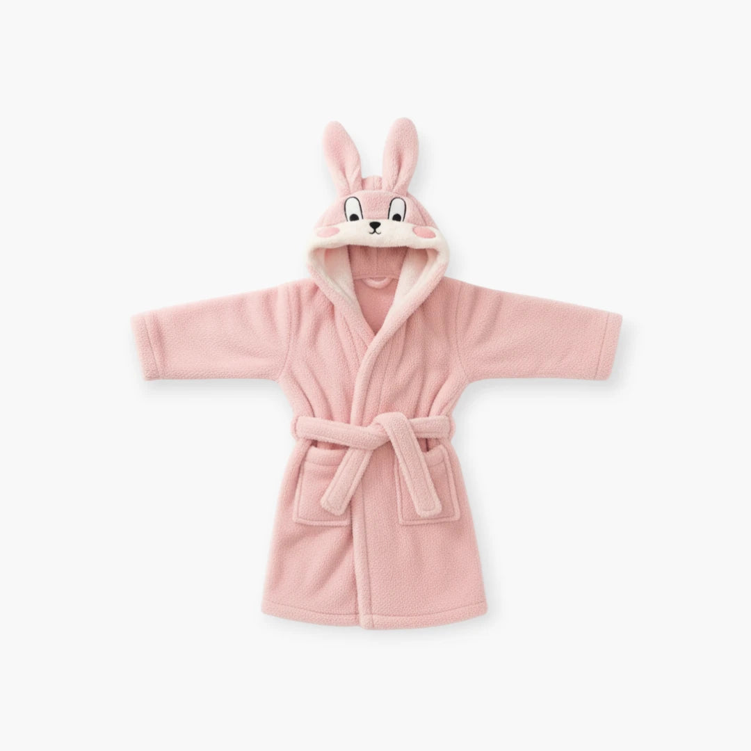 Peignoir Enfant Lapin – En Polaire Hiver Rose à Capuche Oreilles Douces