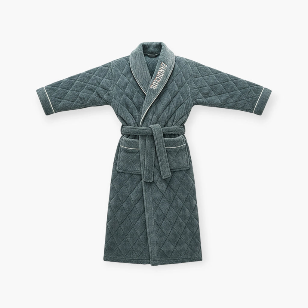 Peignoir Homme Luxe – Hiver Matelassé Gris
